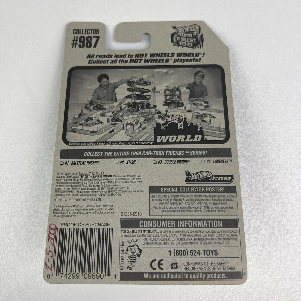 1999 Hot Wheels Car Toon Friends Series Double Vision BullWinkle Black 987